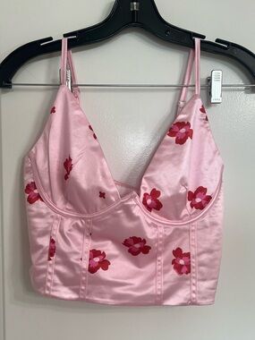 Pink Floral Bustier Cami Top - Size M